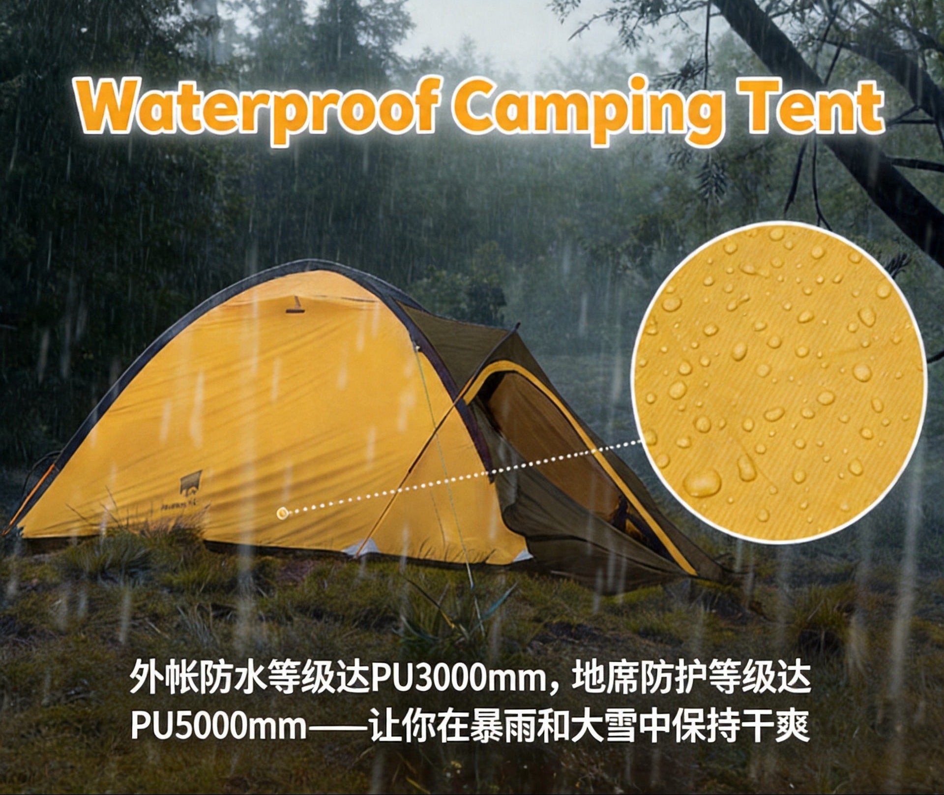 4-Season Double-Layer Camping Tent – 1 Bedroom + Living Room, 3.7kg