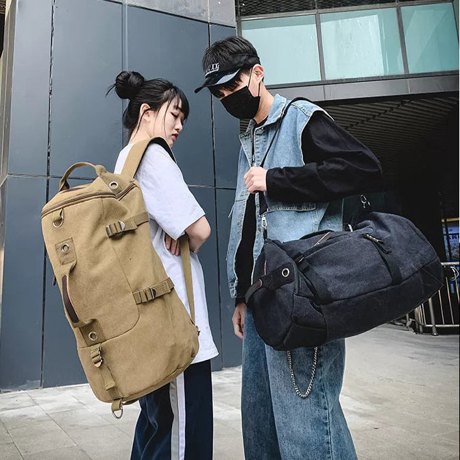 Retro Canvas Hiking Backpack – Large Waterproof Travel Shoulder Bag