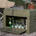 62L Portable Camping Storage Box with Folding Doors & Detachable Shelf