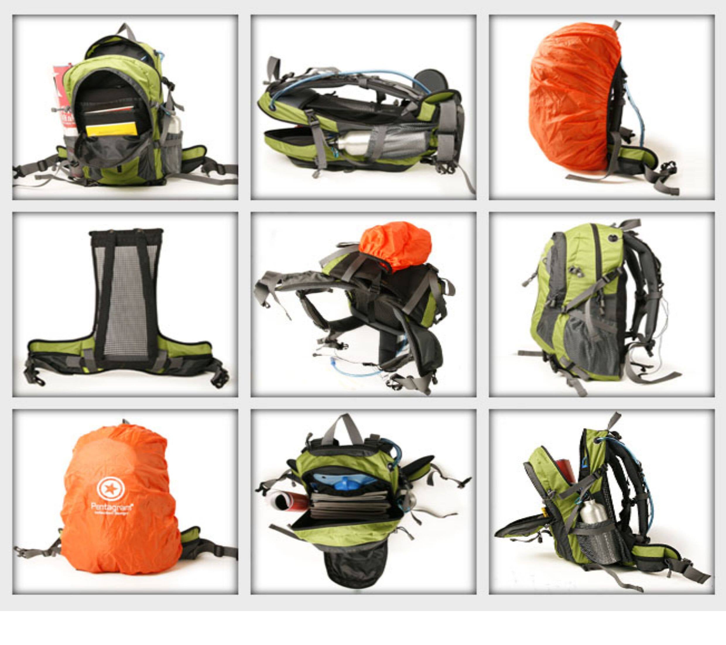 Pentagram Outdoor Hiking Backpack 25L – Waterproof Nylon Frame Pack for Men & Women, Camping & Trekking
