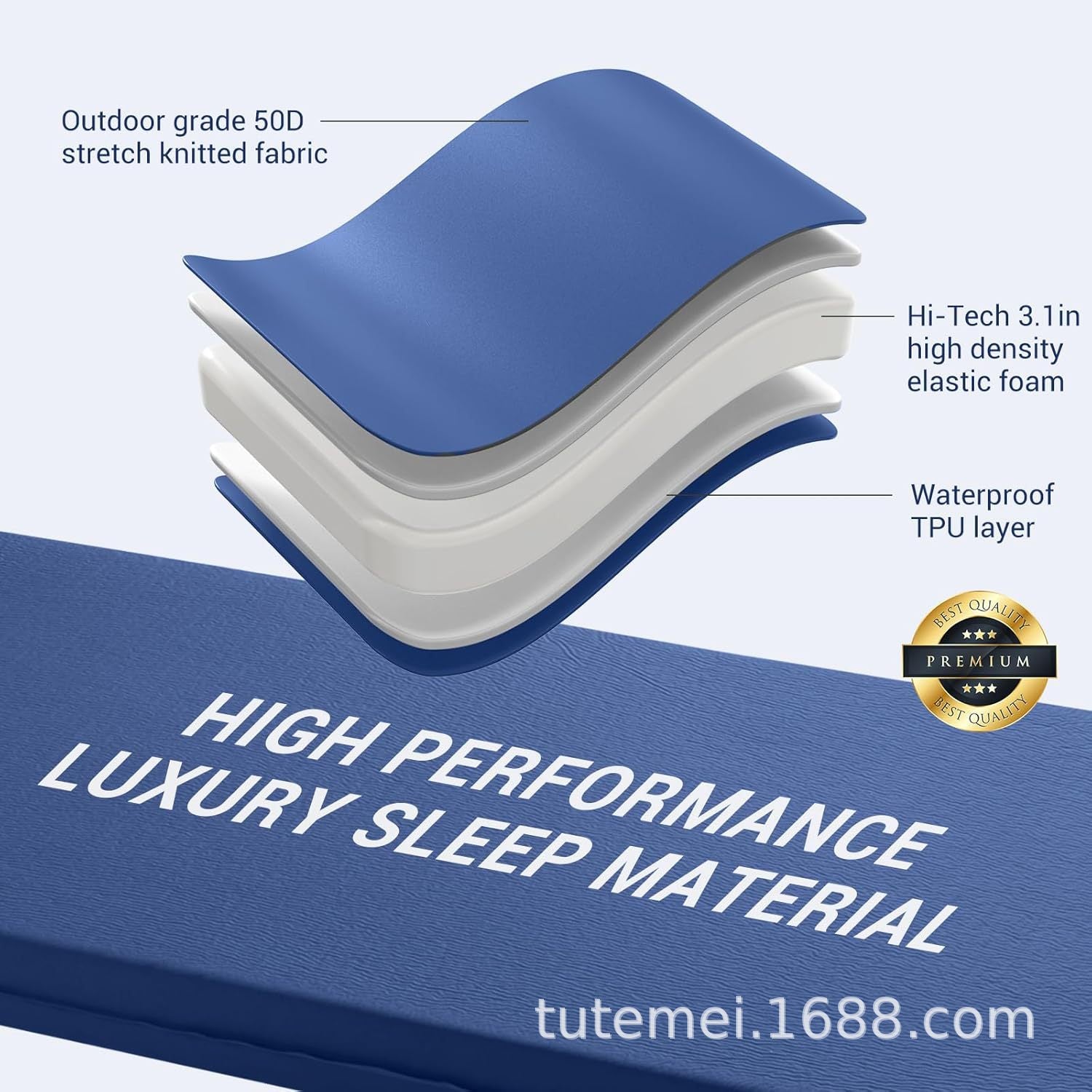 Knit Camping Sleeping Pad — Double Self-Inflating Mat with Pump (198×70×8cm)