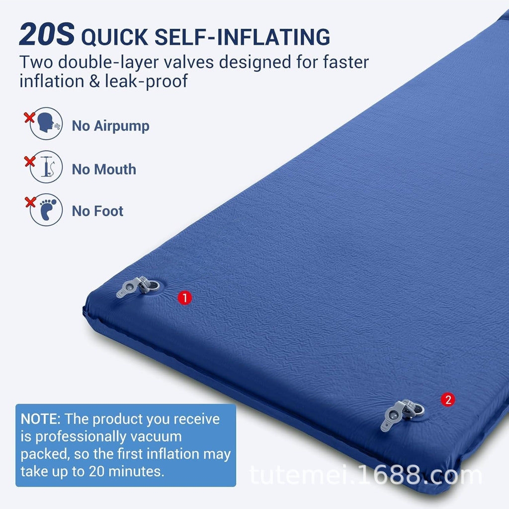 Knit Camping Sleeping Pad — Double Self-Inflating Mat with Pump (198×70×8cm)