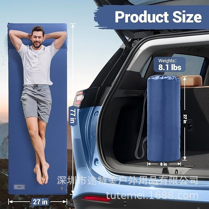 Knit Camping Sleeping Pad — Double Self-Inflating Mat with Pump (198×70×8cm)