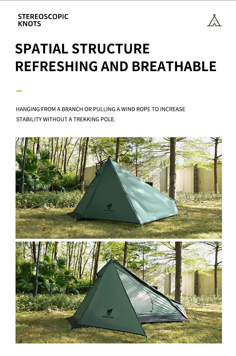 Ultralight Backpacking Pyramid Tent – 900g, 3000mm Waterproof, Thru-Hike Ready