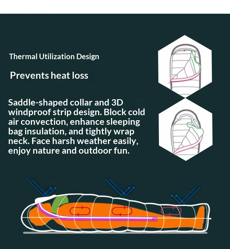 Goose Down Sleeping Bag – Lightweight Mummy Style for Camping & Travel