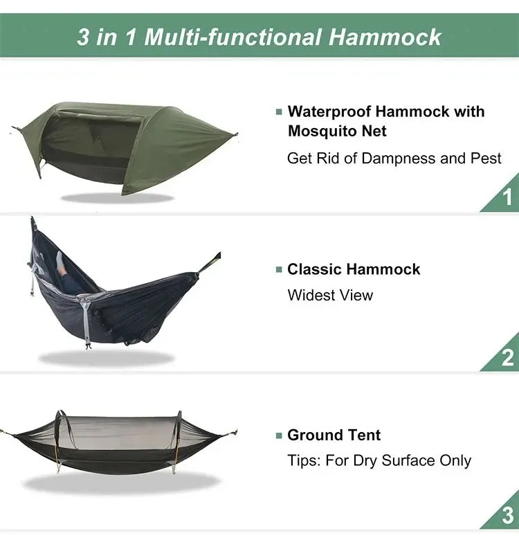 Traveling Eagle Hammock Tent – Waterproof Anti-Mosquito Outdoor Tree Tent | Single-Point Suspension | 200kg Capacity