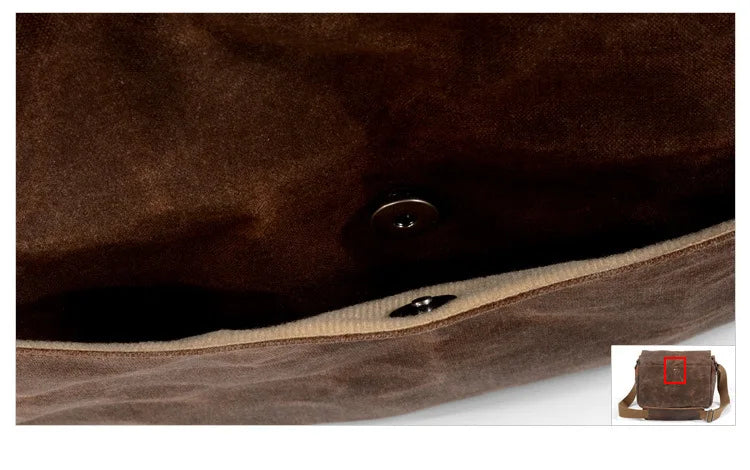 Retro Canvas Camera Bag – Waterproof Messenger Crossbody Bag with Camera Divider, 12" Laptop Pocket
