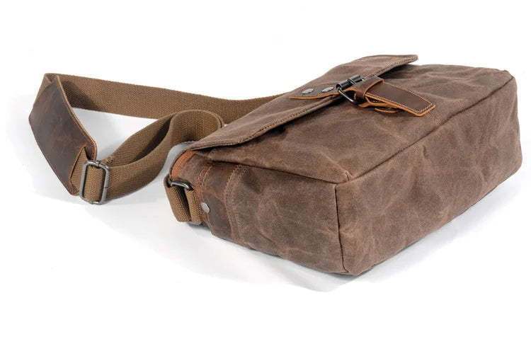 Retro Canvas Camera Bag – Waterproof Messenger Crossbody Bag with Camera Divider, 12" Laptop Pocket