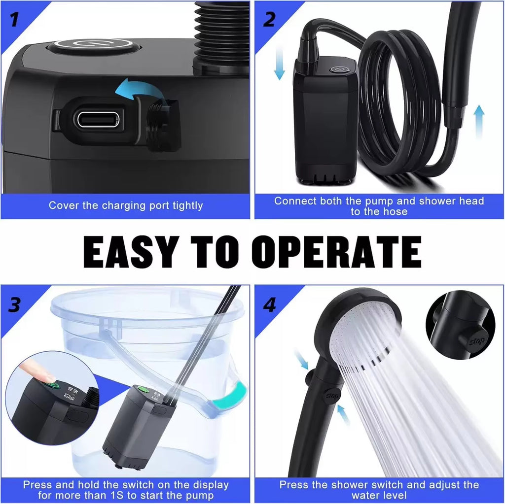 Portable Electric Outdoor Shower Kit – Camping, Car Wash & Bathing Nozzle Set (6000mAh / 8000mAh)