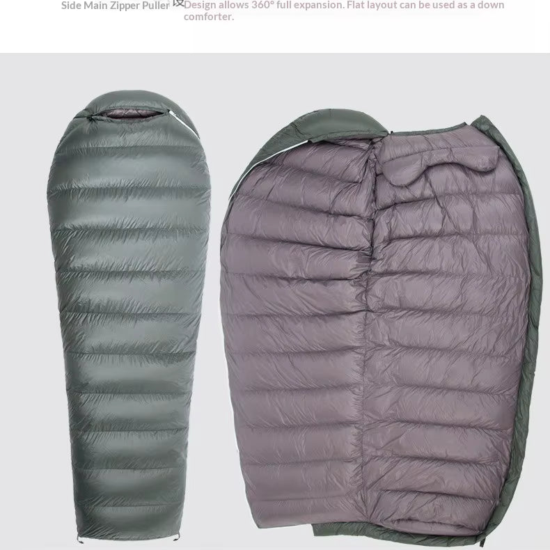 Goose Down Sleeping Bag – Lightweight Mummy Style for Camping & Travel