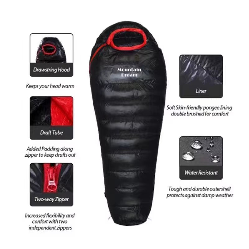 Ultralight Mummy Down Sleeping Bag – Duck Down, 3-Season