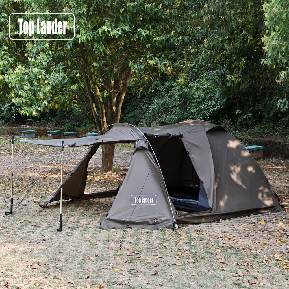 Outdoor Double Tunnel Tent – 4-Season Windproof & Flame-Retardant Camping Tent with Snow Skirt