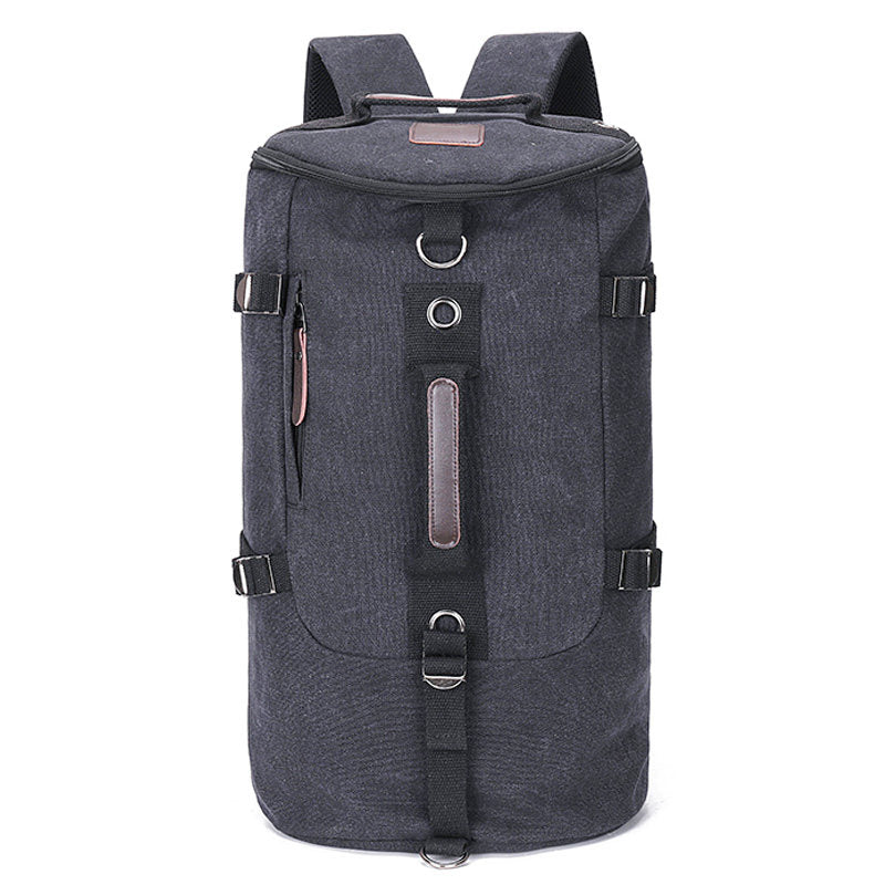 Retro Canvas Hiking Backpack in Black – Large Waterproof Travel Shoulder Bag