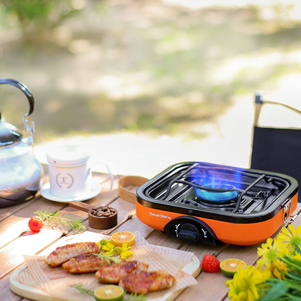 Bakerstone Portable Camping Stove – Windproof Gas Shell Stove for Picnic & Outdoor Cooking