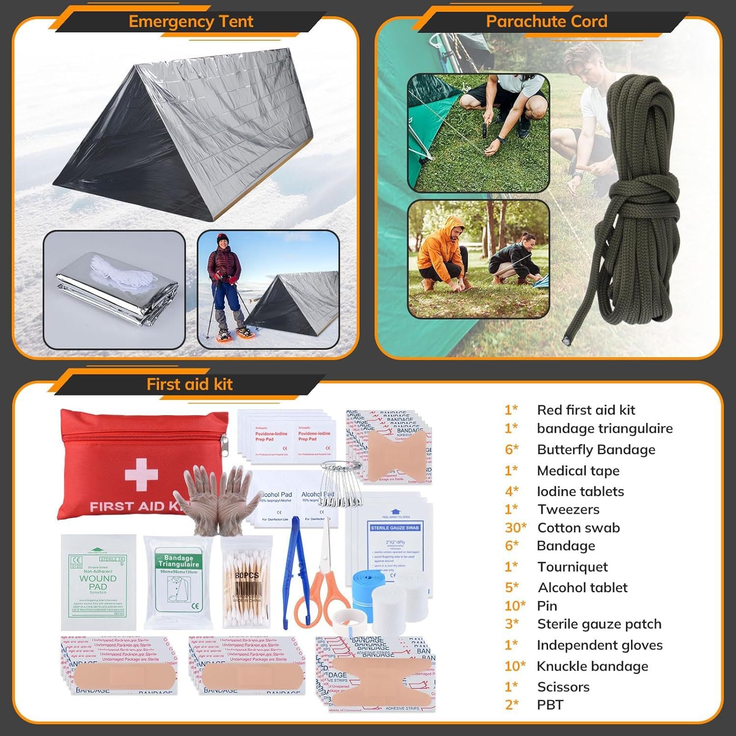 Outdoor Tactical Crossbody Bag with 250-Piece Emergency Survival Kit – First Aid Trauma Pack