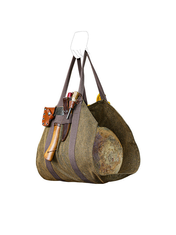 Canvas Firewood Carrier Bag – Heavy Duty Camping Log Tote
