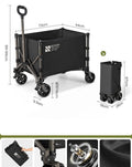 Fast Camp folding camping wagon in black, dual brake off-road wheels with gather storage bag, 100-150kg load capacity
