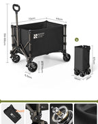 Fast Camp folding camping wagon in black, dual brake off-road wheels with gather storage bag, 100-150kg load capacity
