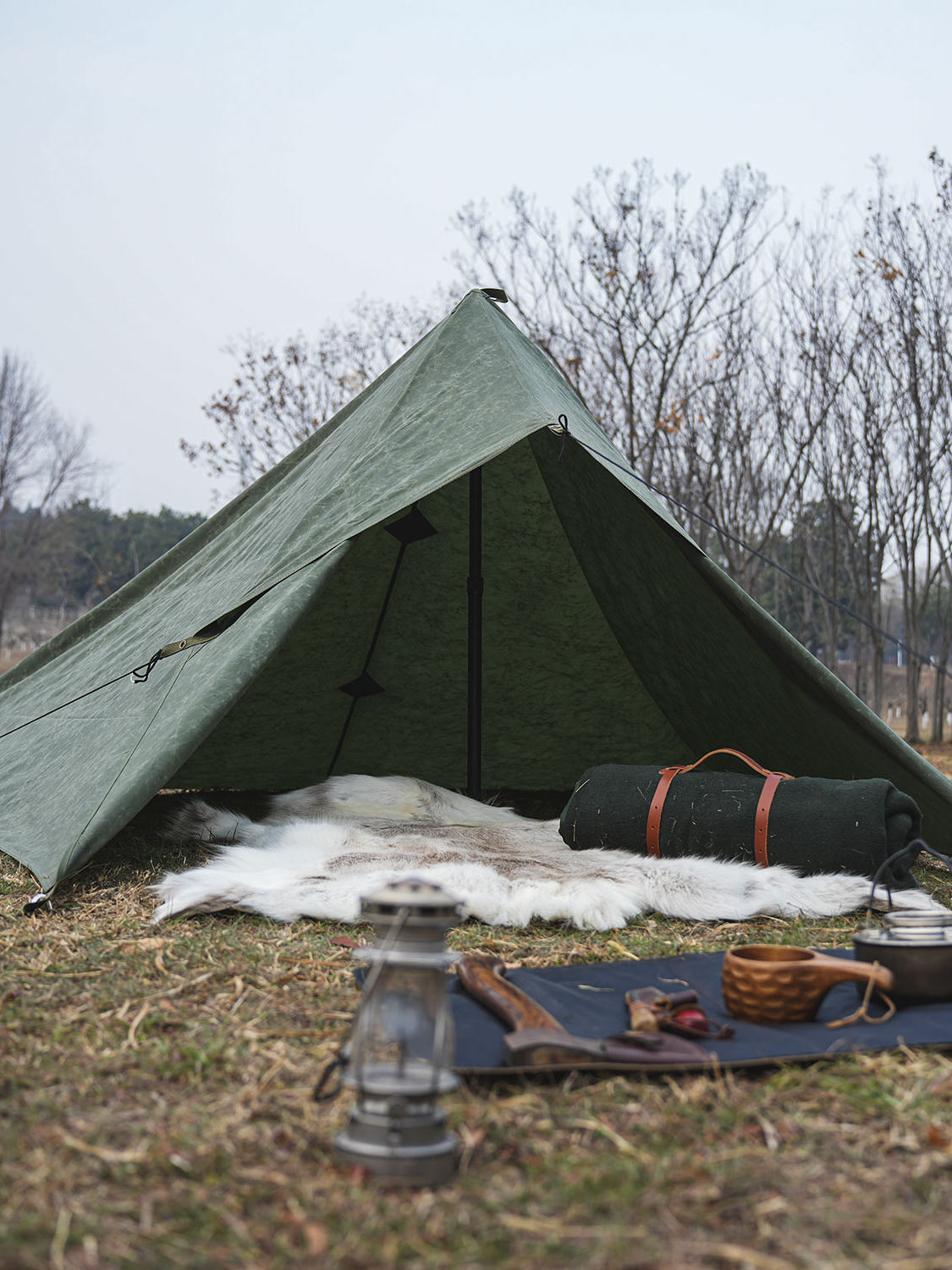 Waxed Canvas Tarp – 2.9×2.9m, 19 Hanging Points, UV & Rain Protection
