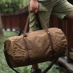 Waxed Canvas & Leather Duffle Bag – Retro Travel Weekender