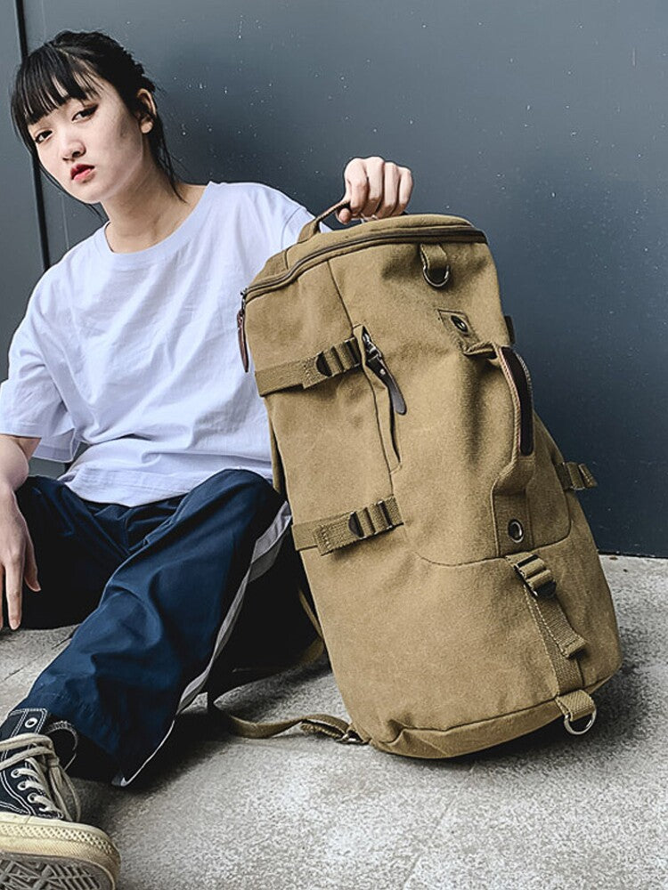 Retro Canvas Hiking Backpack – Large Waterproof Travel Shoulder Bag