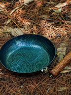 Night Warden Cast Iron Camping Wok – Portable Bushcraft Pan with Wooden Handle