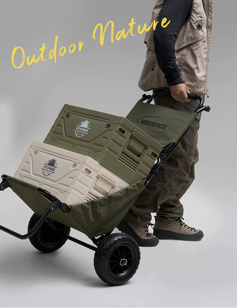62L Portable Camping Storage Box with Folding Doors & Detachable Shelf