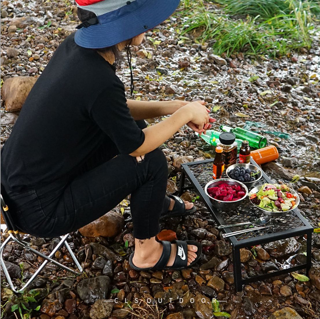 야외 접이식 테이블, 캠핑, 야외 휴대용 피크닉, 캠핑 테이블, 바비큐 테이블, 철망, 테이블, 바비큐 그릴.