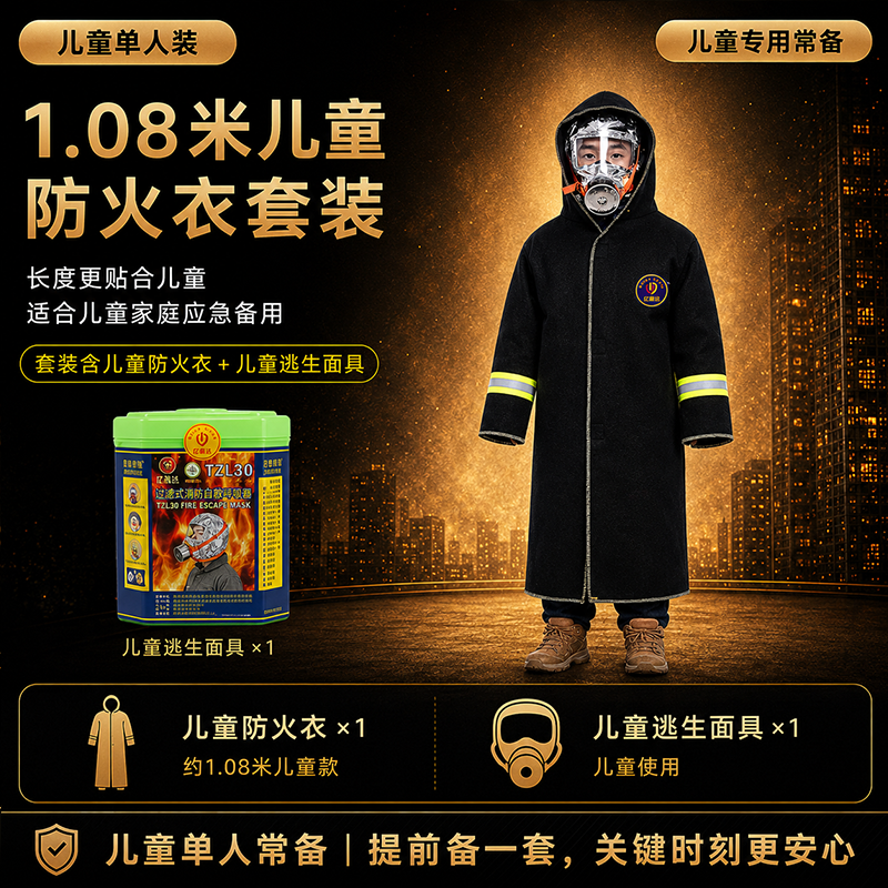 Carbon Fiber Fireproof Suit – Emergency Escape Jacket, Heat Insulation, Flame Retardant, Family Set for Adults & Kids