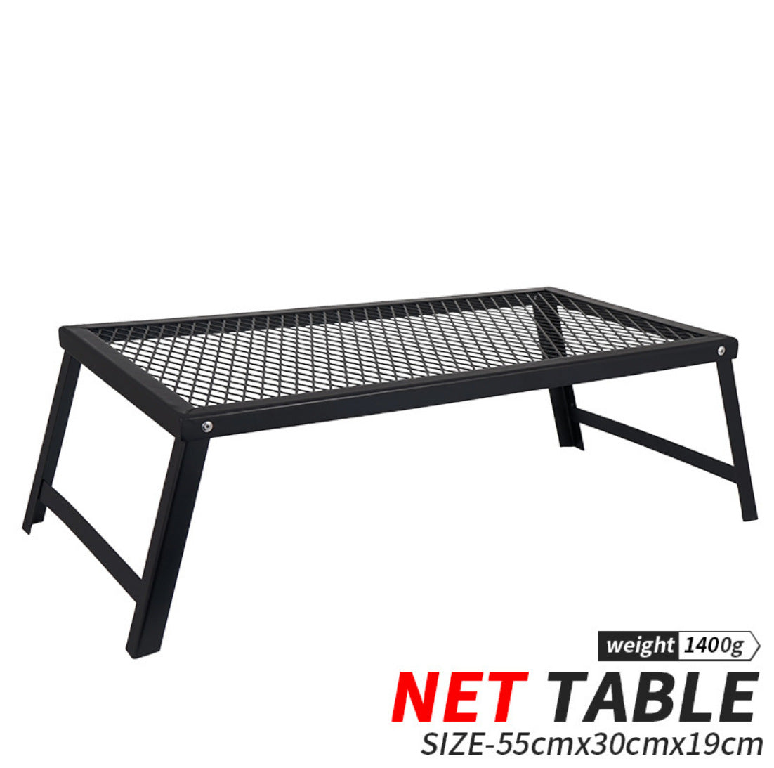 Outdoor Folding Camping Table – Portable Iron Mesh BBQ Grill Table for Picnic & Barbecue