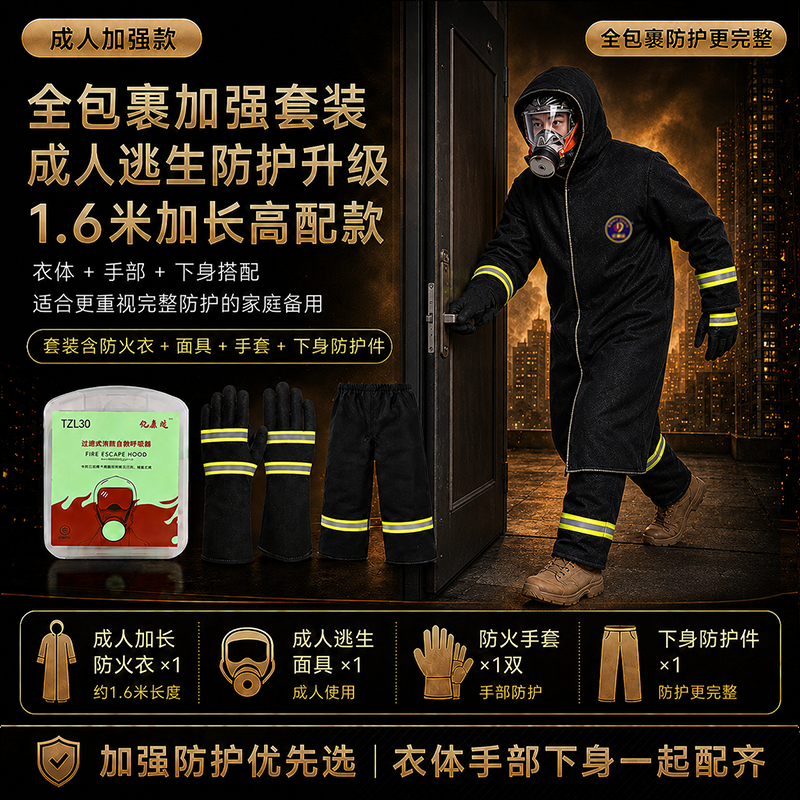 Carbon Fiber Fireproof Suit – Emergency Escape Jacket, Heat Insulation, Flame Retardant, Family Set for Adults & Kids