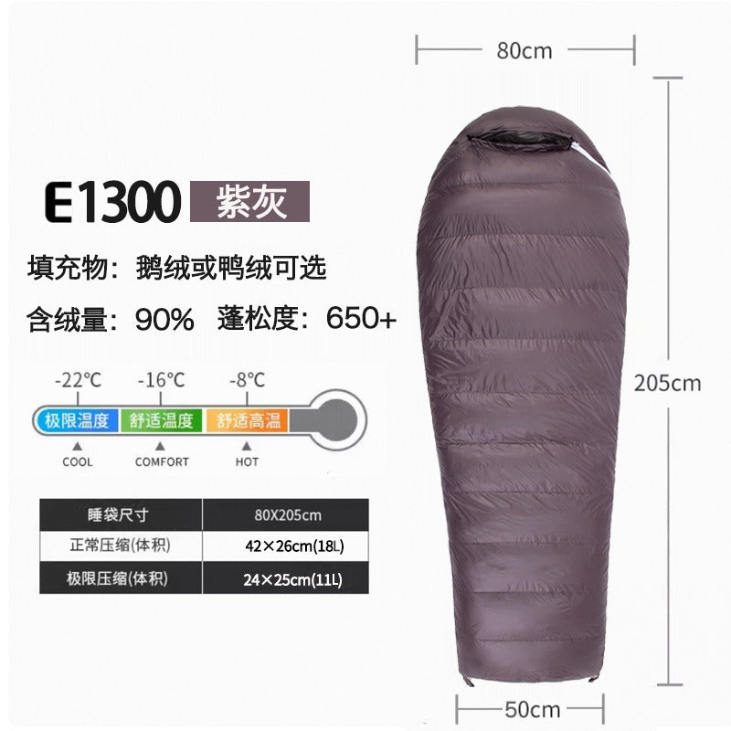 Goose Down Sleeping Bag – Lightweight Mummy Style for Camping & Travel