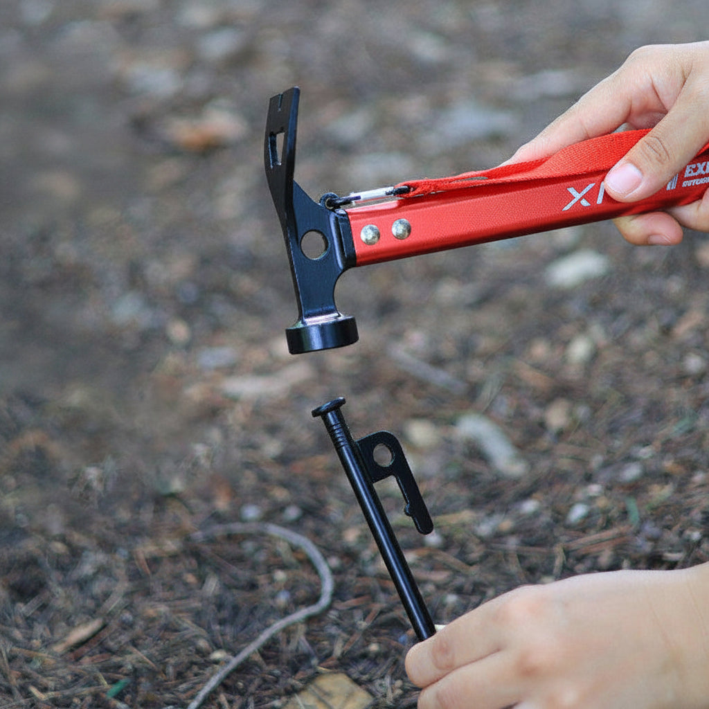 XITU A078 Multi-Tool Camping Hammer – Carbon Steel Head | Nail Puller, Flat Shovel & Bottle Opener