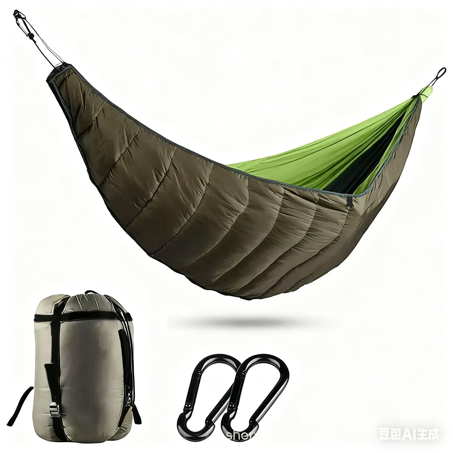 Outdoor Hammock Sleeping Bag in Army Green – Double Quilted Underquilt 250×170cm, Lightweight Nylon, 200kg Capacity, Warm Camping Hammock Cover

