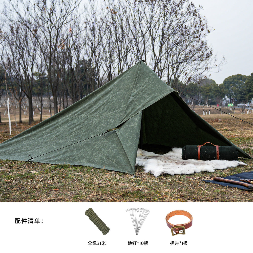 Campfire Waxed Canvas Tarp 2.9x2.9m – Forest Green, 19 Hanging Points, UV & Waterproof
