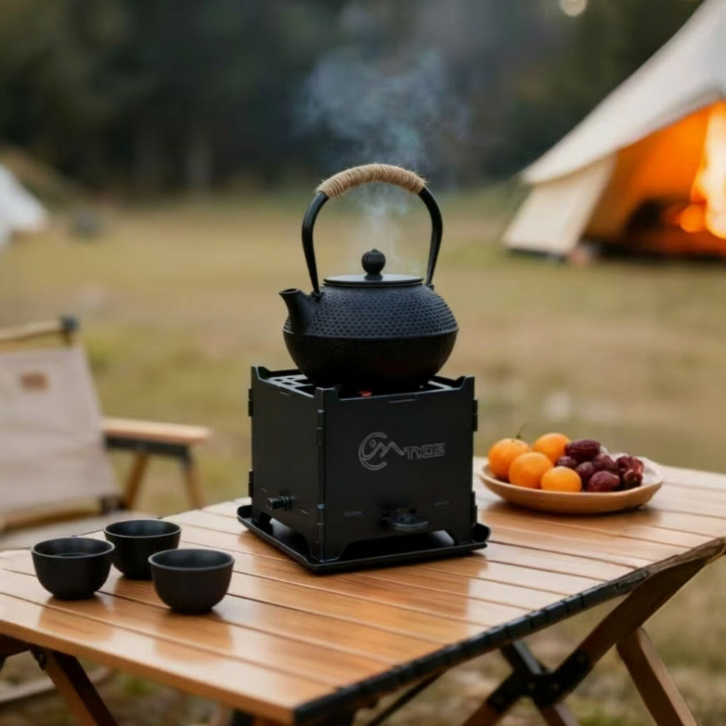 Carbon Steel BBQ Grill Stove – Portable Outdoor Charcoal & Alcohol Camping Stove