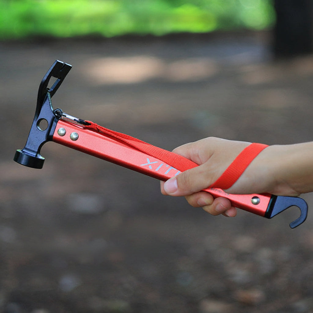 XITU A078 Multi-Tool Camping Hammer – Carbon Steel Head | Nail Puller, Flat Shovel & Bottle Opener