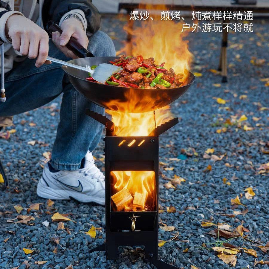 Portable Folding Rocket Stove – Outdoor Wood-Burning Camp Stove for Camping, Picnic & Travel