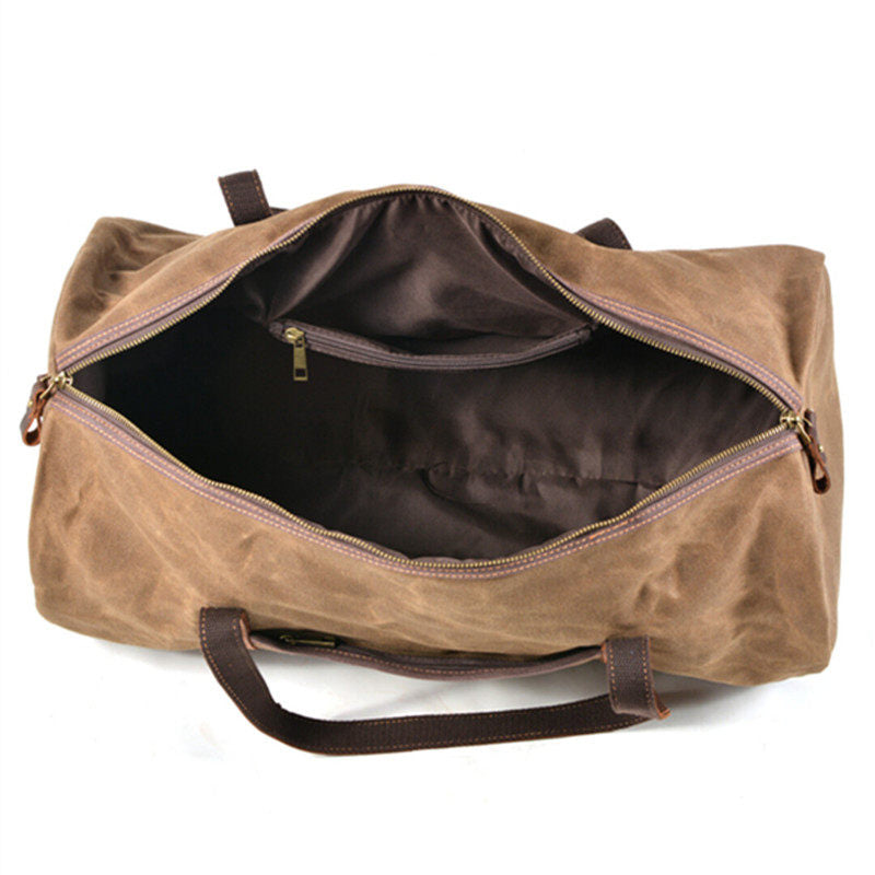 Waxed Canvas & Leather Duffle Bag – Retro Travel Weekender