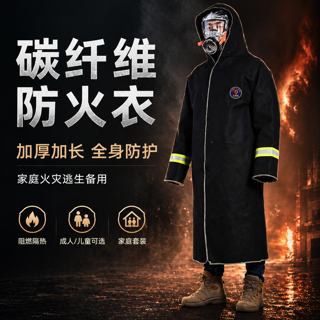 Carbon Fiber Fireproof Suit – Emergency Escape Jacket, Heat Insulation, Flame Retardant, Family Set for Adults & Kids