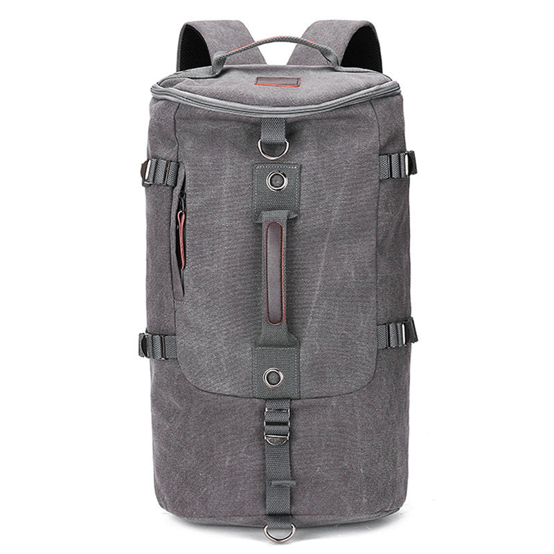 Retro Canvas Hiking Backpack in Gray – Large Waterproof Travel Shoulder Bag