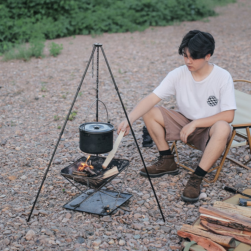 Aluminum Alloy Camping Tripod Hanger – Detachable Hanging Pot Rack for Campfire & BBQ