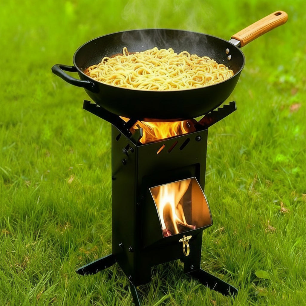 Portable Folding Rocket Stove – Outdoor Wood-Burning Camp Stove for Camping, Picnic & Travel