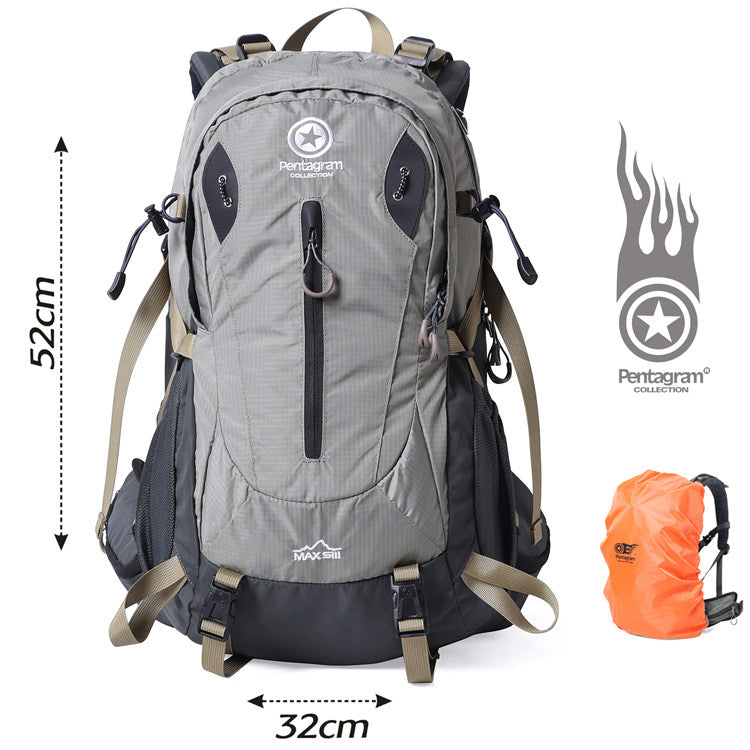 Pentagram Outdoor Hiking Backpack 25L in Onyx Grey Khaki – Waterproof Nylon Frame Pack with Rain Cover