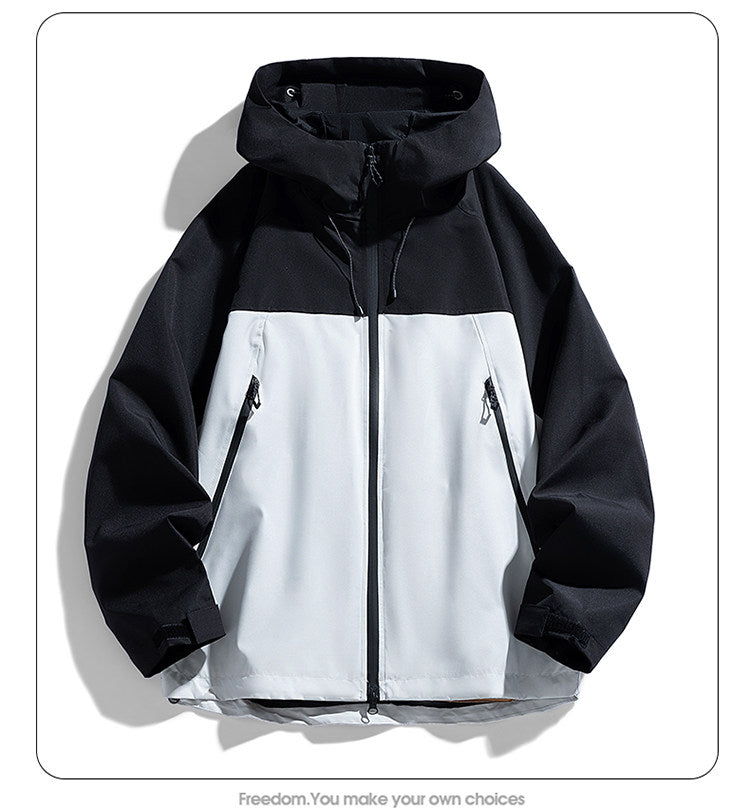 Men's & Women's Waterproof Windbreaker Hiking Jacket in Black Gray – Hooded Zip-Front Outdoor Jacket | XL–3XL
