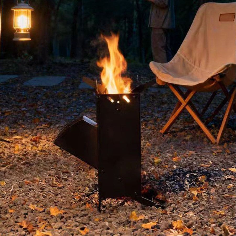 Portable Folding Rocket Stove – Outdoor Wood-Burning Camp Stove for Camping, Picnic & Travel