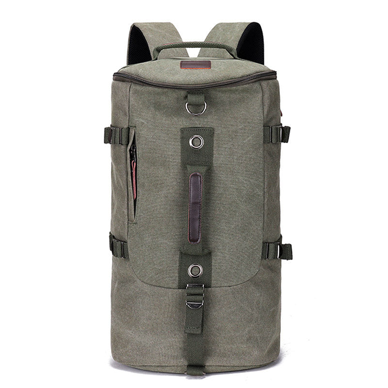 Retro Canvas Hiking Backpack in Green – Large Waterproof Travel Shoulder Bag