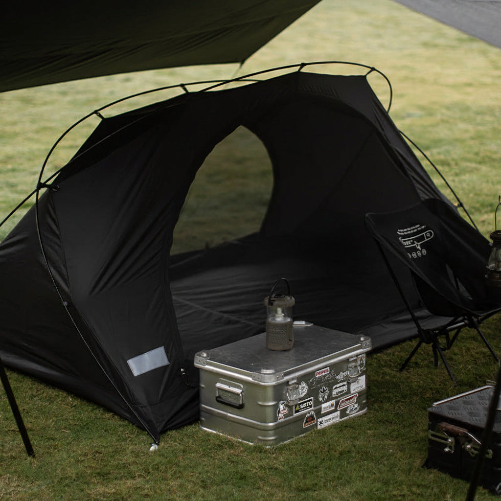 Outdoor Camping Tent 3-Season 2-Person – Black
Outdoor Camping Tent 3-Season 2-Person – Black, side view
Outdoor Camping Tent 3-Season 2-Person – Black, interior view
