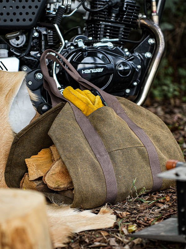 Canvas Firewood Carrier Bag – Heavy Duty Camping Log Tote