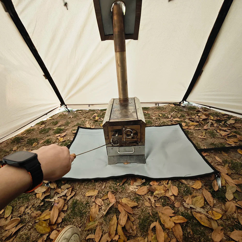 Outdoor Double Tunnel Tent – 4-Season Windproof & Flame-Retardant Camping Tent with Snow Skirt